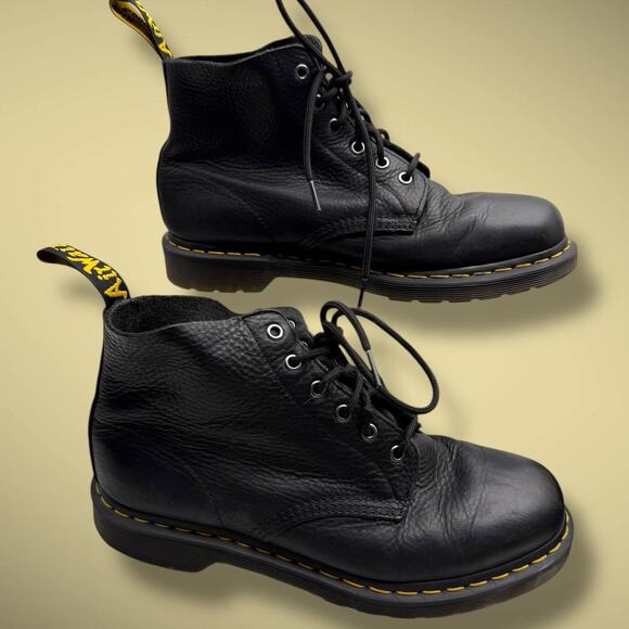 Men's Size 9 DR. MARTENS Black Pebbled Leather 101 Combat Boots EUC - Picture 3 of 11